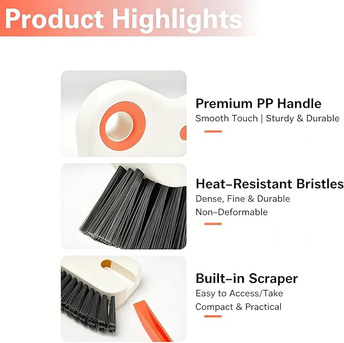 2-in-1 Groove Cleaning Brush with Hidden Scraper, Hard Bristle Crevice Cleaning Tool for Sliding Door Track, Window Sill, Window Seal, Tile Gaps, Kitchen & Bathroom Corners (Mix)