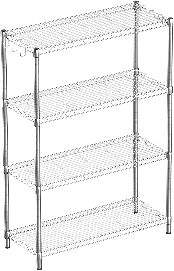 Guan River 4-Shelf Adjustable Metal Wire Shelving,Chrome,36"L x 14"W x 54"H | Height Adjustable,Sturdy and Durable,Storage Sehlf Display Rack for Office,Kitchen,Bedroom,Bathroom,Garage