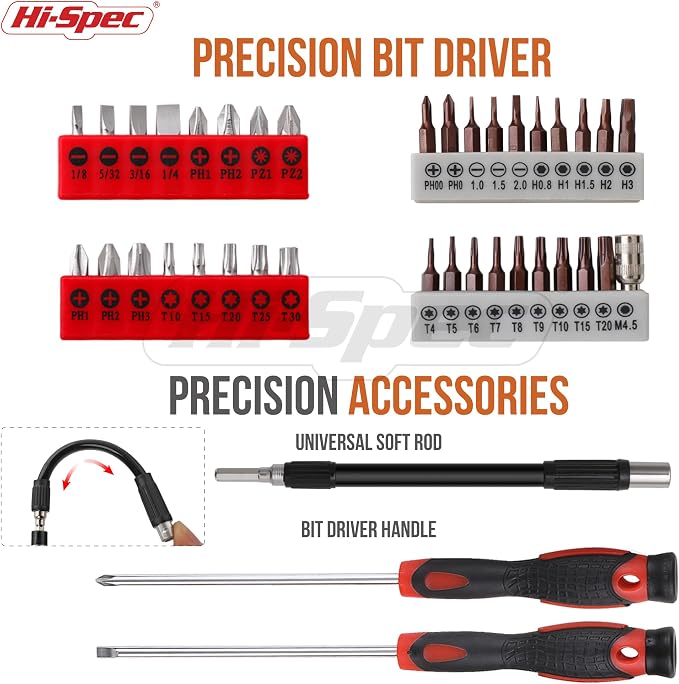 Hi-Spec Electronics Repair & Opening Tool Kit for Laptops Devices Computers | 56pc, everyday fixes made easier, organized portable storage, beginner-friendly selection, apartment and office tasks, tidy
