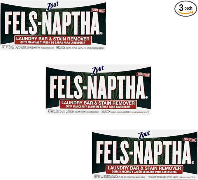 Fels Naptha Laundry Soap & Stain Remover Bar, Pack of 3