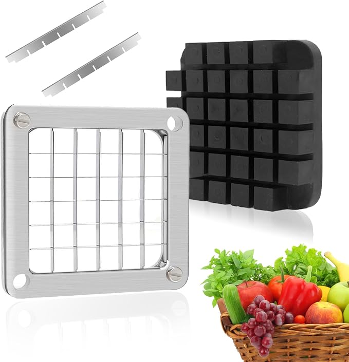 Replacement Chopper1/2‘’ Blade,Commercial Vegetable Chopper Dicer Stainless Steel Blade and Pusher Block for Fruit Cutting Machine Tomato onion French Fries Cutter