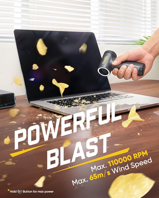Fanttik B10 Pro Electric Air Duster (Grey) | 110,000RPM Brushless Motor, One-Tap Booster, 3-Speed Adjustable Control for PC, Keyboard & Electronics