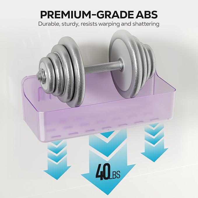 Nieifi Adhesive Shower Shelves, Purple, 5 Pieces | Rustproof ABS, Large Capacity, Removable Design, Easy-Clean, No Drilling Shower Organizer for Bathroom Storage & Home Decor