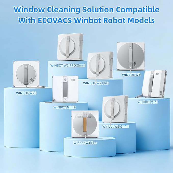 Window Cleaning Solution for ECOVACS Winbot W3 / W2S / W2 PRO OMNI / W2 OMNI / W2 PRO / W1 PRO / W1 / WINBOT MINI2 / WINBOT MINI Series Window Cleaning Robot, Window Cleaning Robot Detergent Refill