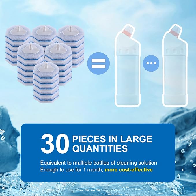 Upgraded 30pcs Toilet Wand Refills fits Clorox Toilet Wand, Thickened Cleaning Layer, Won’t Fall Apart, Disposable Bathroom Cleaning Scrub Pads with Fresh Scent, for Home & Commercial Use