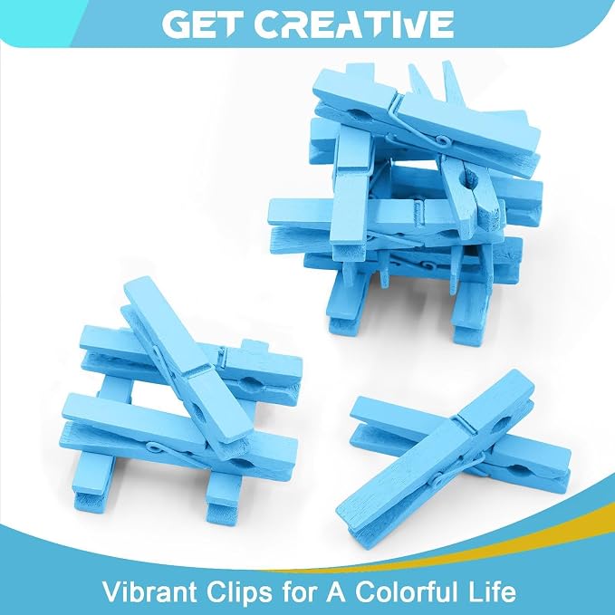 100 Pcs White Clothes pins - 2.9 Inch Wooden Clothespins Cheer Clips | Vibrant for Crafts Classroom Decorations Clothing Pictures Laundry Solid Wood No Splinters Fade‑Proof