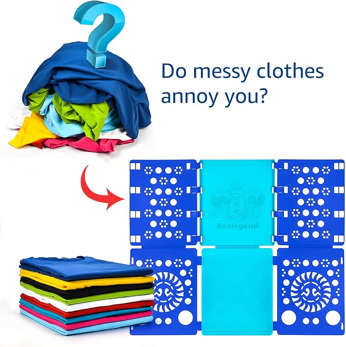 BoxLegend Version 3 Shirt Folding Board t Shirts Clothes Folder Durable Plastic Laundry folders Folding Boards Helper Tool for Adults and Children (Blue & Turquoise)