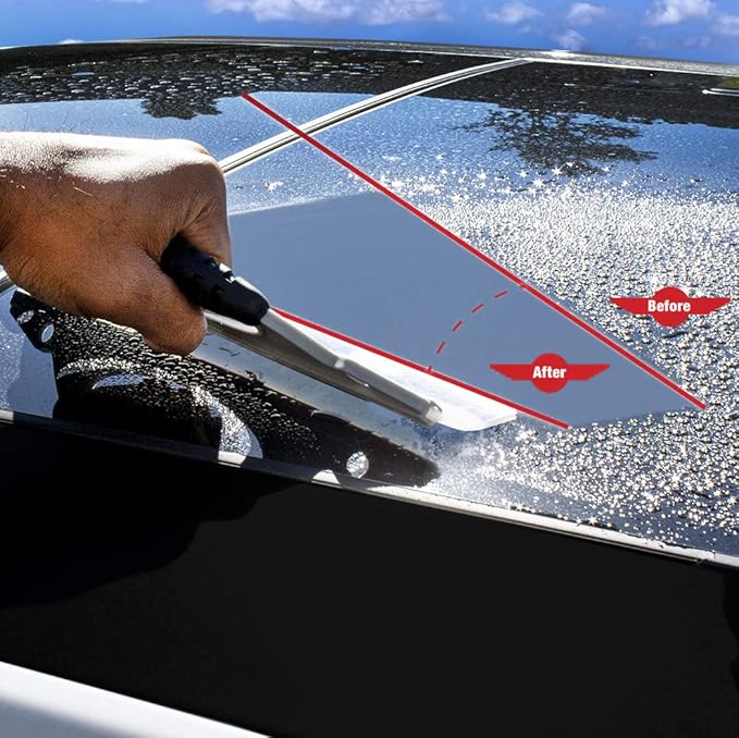 Detailer's Preference Silicone Water Blade Windshield Squeegee for Cars, Streak-Free Drying Tool for Glass, Paint, and Chrome, Flexible Edge for Auto Detailing Professionals, 12.25-Inch