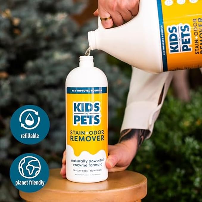 KIDS 'N' PETS Stain & Odor Remover for Carpet, Fabric & Furniture, 32 oz | Dog Pee & Cat Urine