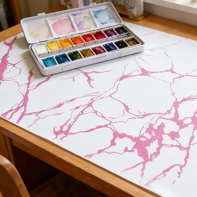 Pink Marble Pattern Shelf Liner, Non-Adhesive Non-Slip Thickened Drawer Liner, Easy to Clean Contact Paper for Kitchen Cabinets, Tool Box, Refrigerator, Includes Knife & Tape Measure.12×236.22inch