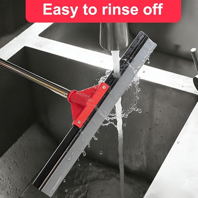 17" Heavy Duty Floor Squeegee with 40.8 Inch Long Handle, Suitable for Bathroom Tiles, Garage Concrete Floors, Shower Glass & Windows Cleaning