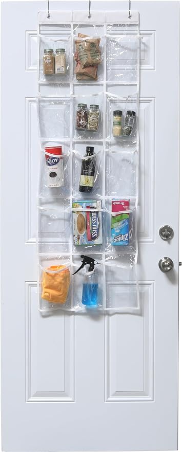 Simple Houseware 15 Pockets Clear Over the Door Pantry Organizer, 2 Pack | 52" x 18", Cabinet & Kitchen Hanging Storage