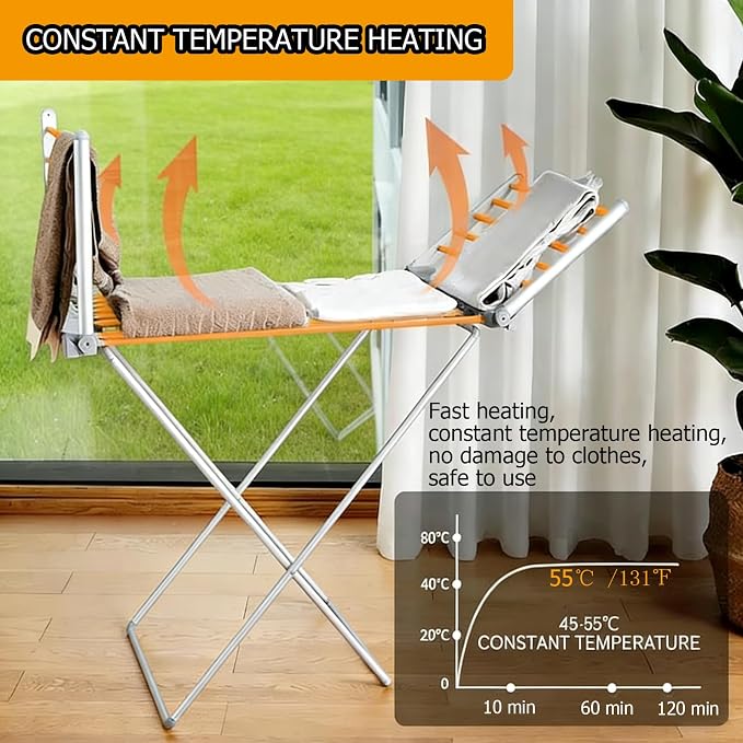 (1 Pack) tatatagear Heated Drying Racks for Laundry Heated Clothes Airer Electric Clothes Dryer Rack