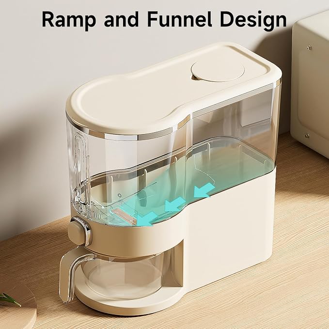 UFORU Rice Dispenser, Rice Storage Container with Measuring Cup for Kitchen Pantry Household, Dry Food Storage Containers Airtight, Sealed Moisture Proof, Cream White 13 Lbs