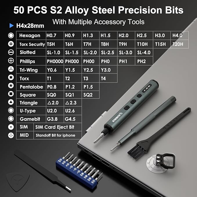 STREBITO Electric Screwdriver Set, 67 in 1 Electric Precision Screwdriver | 50 S2 Magnetic Bits, 5 Torque Settings, 4 LED Lights, Mini Electric Screwdriver Kit for PC Phone Laptop Camera Electronics