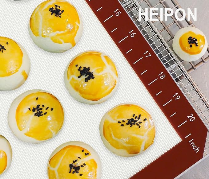 Macaron Silicone Baking Mats,22.44"Lx14.57"W,Pastry Mats Rolling Dough,Non-Stick,40 Macaron Molds,Cookie Sheet Liners,Reusable Baking Mat (2, Red)