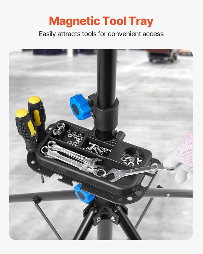 VEVOR Bike Repair Stand, 66 lb Heavy-duty Bicycle Work Stand with 32.8-56.6 in Adjustable Height & Magnetic Tool Tray, Foldable Bicycle Maintenance Rack, Shop Home Mechanics for Mountain & Road Bike