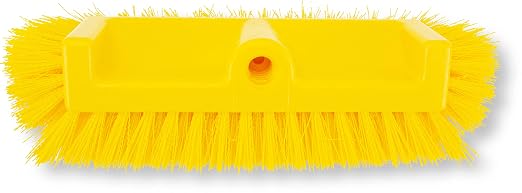 SPARTA Multi-Level Tile Scrub Brush 12" Wide Brush Head, Heavy-Duty Tile Cleaning Brush with End Bristles for Commercial Tiles, Tubs and Floor, Plastic, 12 Inches, Yellow