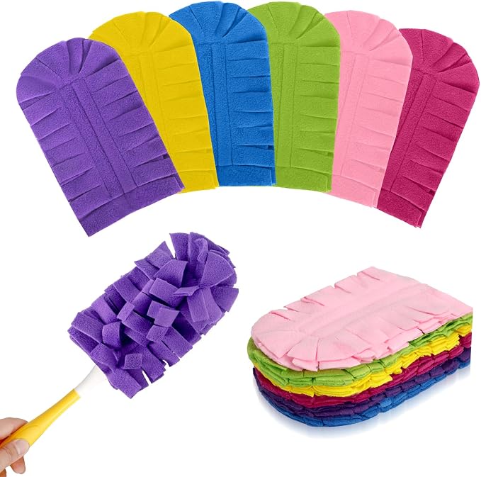 Fleece Reusable Duster Refill Compatible with Swiffer Duster | 360 Duster Refills Only, Washable Pet Heavy Duty Dusters Refills for Swiffer Extended Handle, 12 Pack(Handle is Not Included)