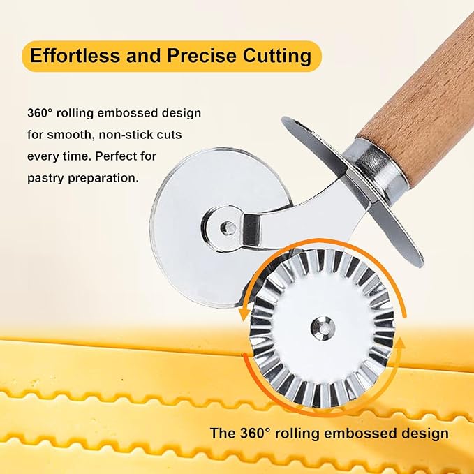 Pastry Double Cutter Wheel,Dual-Head Baking Tool for Home and Kitchen Use,Ravioli Cutter