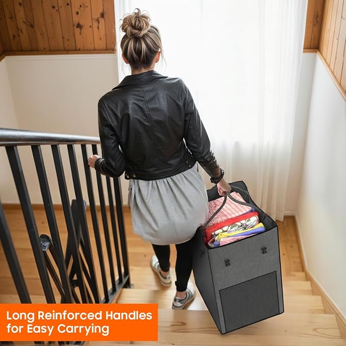 160L Laundry Hamper with Lid & Wheels, Rolling Laundry Basket with Bag | Sturdy Metal Frame | Laundry Bag with Handles| Large & Tall Clothes Hampers for Laundry Room, Bedroom, Dorm, Bathroom-Gray