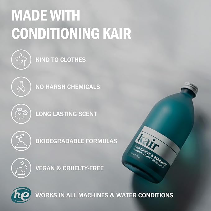 Kair Signature Fabric Conditioner, Wild Juniper & Bergamot, Fabric Softener | 16.9 fl oz plant-based Refillable Fabric Softener; softens & protects fibers, pair with our Liquid Detergent