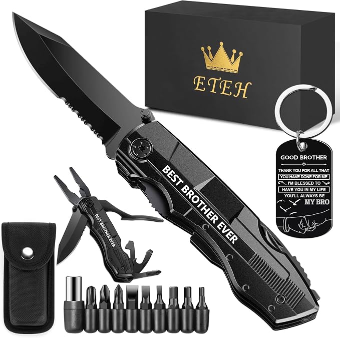 Gifts for Brother from Sister Friends,Birthday Christmas Brother Gifts,Multitool Knife "BEST BROTHER EVER",Multi tool for Climbing,Camping,Cycling,Hiking