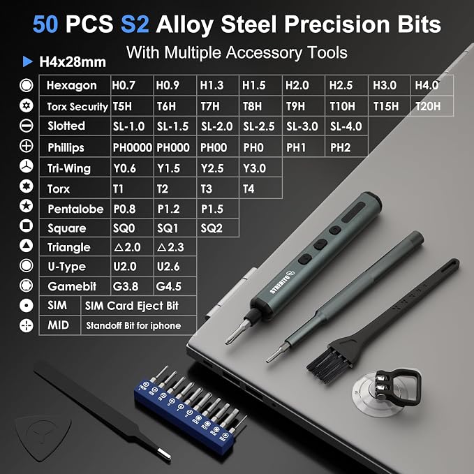 STREBITO 67 in 1 Electric Screwdriver Set, Electric Screwdriver Cordless | 50 S2 Magnetic Bits, 5 Torque Settings, 4 LED Lights, Mini Power Screwdriver Repair Tool Kit for Laptop, PC & Electronics