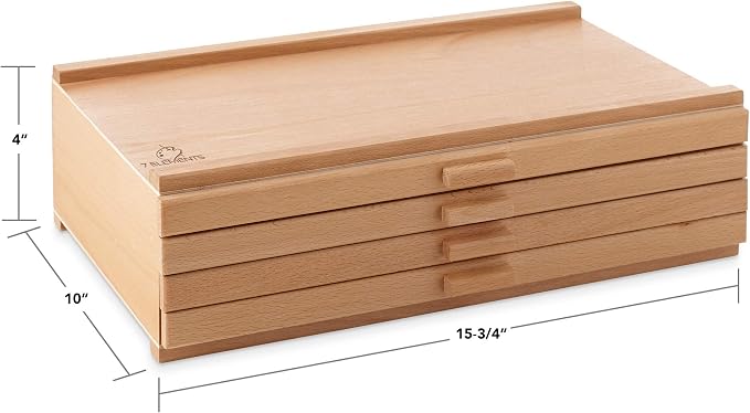 7 Elements 10 Drawer Wooden Artist Storage Supply Box for Pastels, Pencils, Pens, Markers, Brushes and Tools