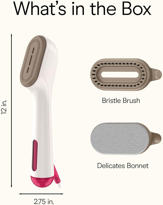 Conair Clothes Steamer, 2-in-1 Travel Steamer/Iron, Anti-Drip, Butter/Berry | Portable handheld garment steamer for clothes w/ iron, quickly removes wrinkles, dual voltage 120-240V & heats in 75 seconds
