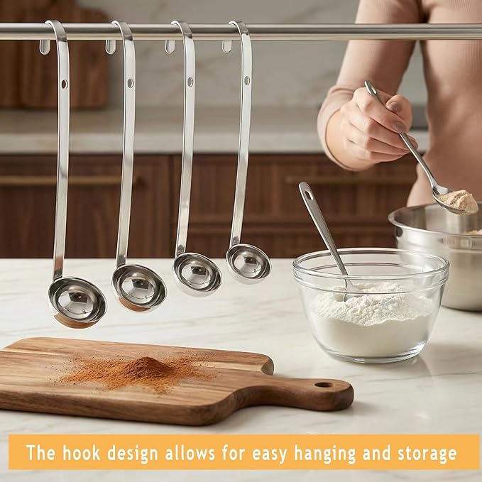 Markeny 4 Pieces Stainless Steel Soup Ladle Metal Handle Ladle with Pouring Rim,2oz/3oz/4oz/5oz Set Ladles for Cooking Soup Sauce
