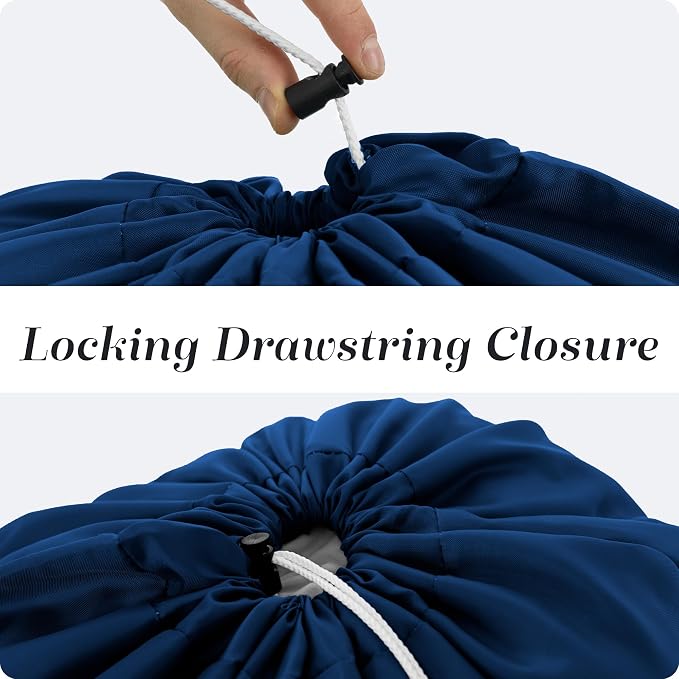 Handy Laundry XL Nylon Laundry Bag 30"x40", 60 lb Capacity, Navy Blue | 30"x40" XL Nylon Laundry Bag, Locking Drawstring, Machine Washable, Heavy Duty, Travel Dorm Hamper Liner, Navy Blue