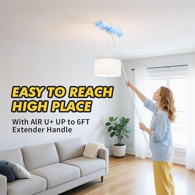 6 ft Extendable Duster Handle with 10 Refills, Compatible with Swiffer, Disposable Microfiber Dusting Pads for Home Cleaning, Ceiling, Fan, Window, Hard-to-Reach Areas