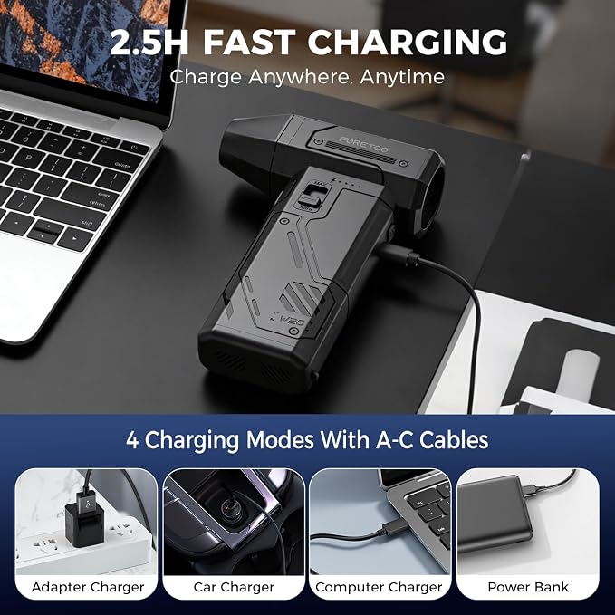 Compressed Air Duster,130000RPM Electric Air Duster Brushless Motor with Adjustable Stepless Speed, Fast Charging Rechargeable Cordless Air Blower for PC,Car,Keyboard,Pet,Home & Outdoor