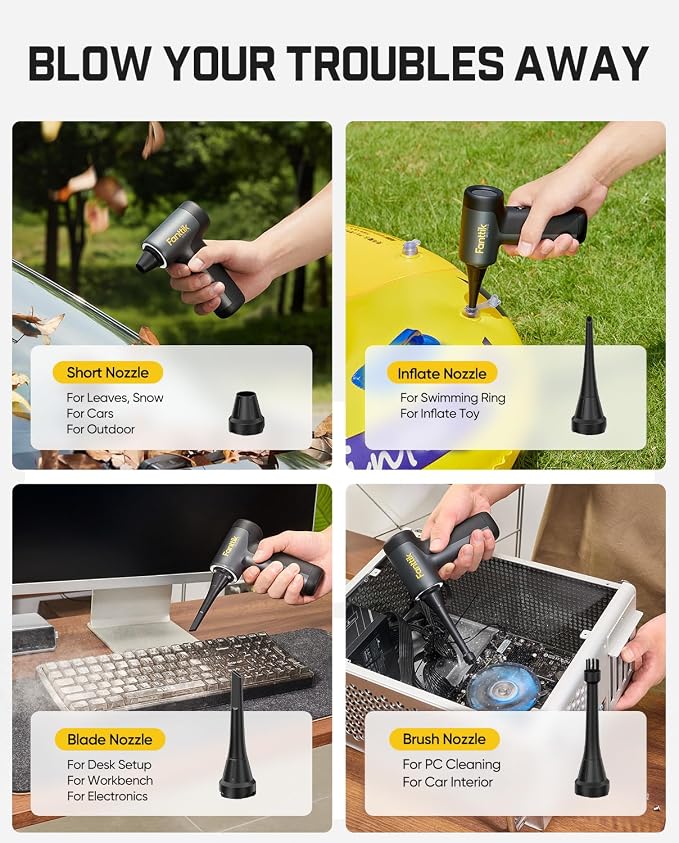 Fanttik B10 Pro Electric Air Duster (Grey) | 110,000RPM Brushless Motor, One-Tap Booster, 3-Speed Adjustable Control for PC, Keyboard & Electronics