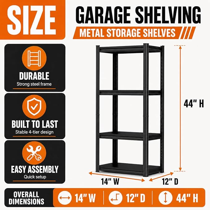 Garage Shelving, Heavy Duty Adjustable Boltless Metal Storage Shelving Units