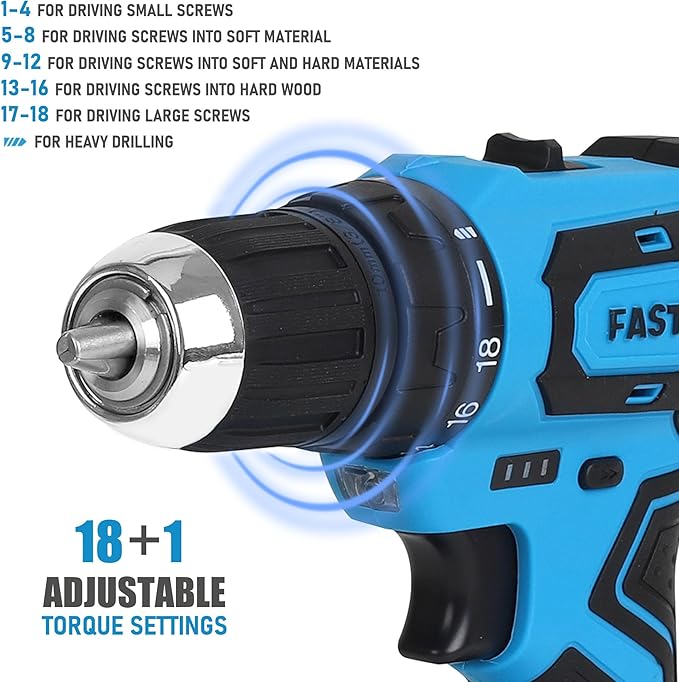FASTPRO 232-Piece Home Tool Set with Drill, 20V Cordless Drill Driver, Household Repairing Tool Kit with Drill, 12-Inch Wide Mouth Storage Tool Bag Included, Blue
