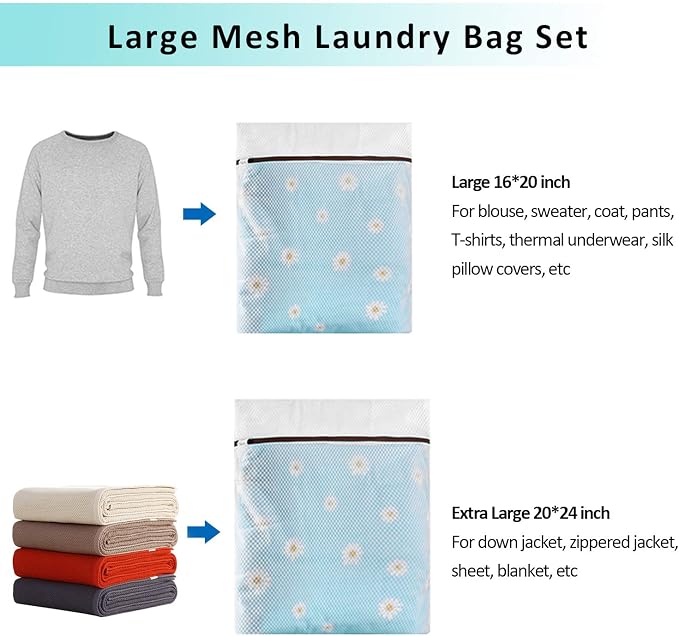 GOGOODA Mesh Laundry Bag for Delicates | Set of 2 Lingerie Bags for Washing Machine Great for Laundry, Hosiery, Blouse, Underwear, Pantyhose, Socks