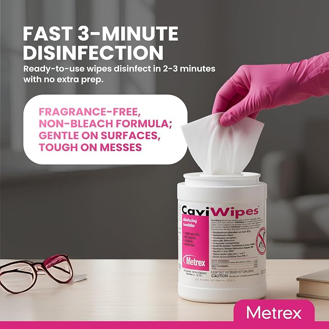 CaviWipes Disinfectant Wipes – Surface Disinfecting Wipes for Professional Cleaning in Healthcare & Laboratory Settings – 160 Count per Canister, 12 Canisters/Case