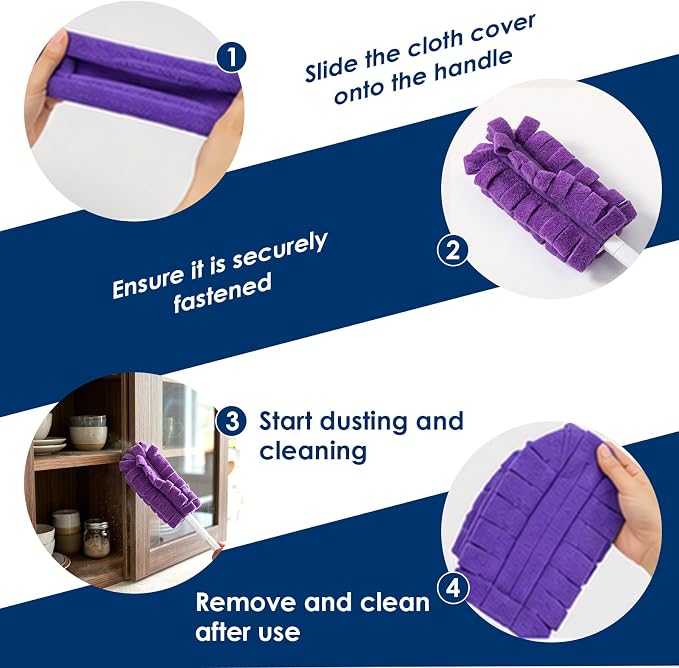 15 Pack Reusable Fleece Duster Refills with Detachable Handle, Washable Microfiber Dusters for Cleaning, 360° Dry Wet Microfiber Duster Refill Compatible with Standard Cleaning Handles (15)