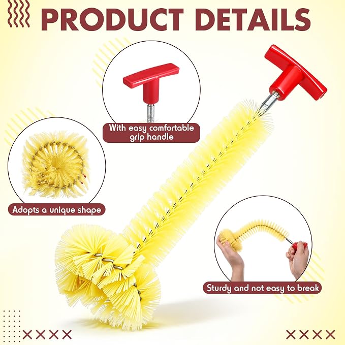 2 Pcs Garbage Disposal Cleaner Sink and Drain Brush Universal Garbage Disposal Cleaner 12'' Long Brush for Kitchen Waste Food (Yellow)