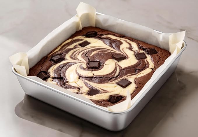 Leonyo Stainless Steel 8x8 Baking Pan, 2 Pack Metal 8IN x 8IN Square Cake Pans, Commercial Brownie Pans Baking Dish for Cornbread, Banana Bread, Lemon Bars, Dishwasher Safe