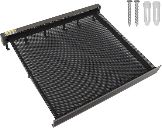 Pilipane Retractable Clothes Drying Rack Wall Mount Foldable Laundry Organizer with Breathable Mesh Platform for Patio Bathroom Aluminum 42x37.8cm (Gray)