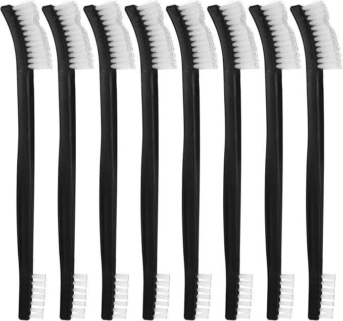 10PCS Double Ended Nylon Cleaning Brushes, Small Brush for Detail Cleaner Double-Ended Detail Clean Brush Set Crevice Cleaning Tool -Black & Transparent Nylon Brushes for Jewelry Cars Tight Spaces