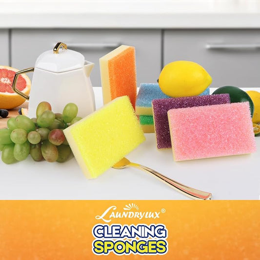 LAUNDRYLUX Scrub Sponge, Dual-Sided Temperature-Responsive Scrubber - Non-Scratch - Multipurpose Dish Sponges for Kitchens, Bathrooms, and Outdoor Use - 6 Pack