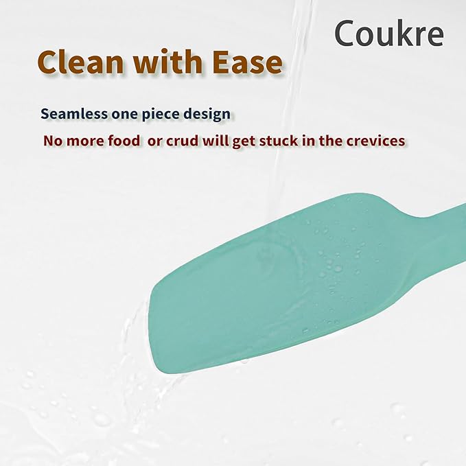 Coukre Silicone Spatula Set of 5,High Heat Resistant, Food Grade Silicone, Upgraded Extended Reinforced Handle,Dishwasher Safe, for Baking, Cooking (Pure Colorful B, Solid color)