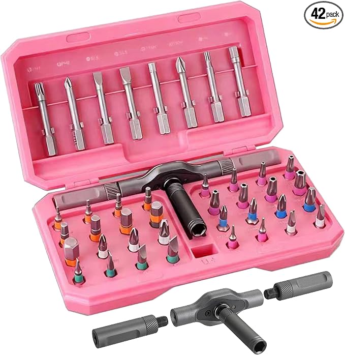 42-in-1 Magnetic Ratchet Screwdriver Set with Compact Case | S2 Steel Bits, Detachable T-Handle, DIY Combination Flexible Shaft for Electronics, Appliances, Furniture, Home Repair