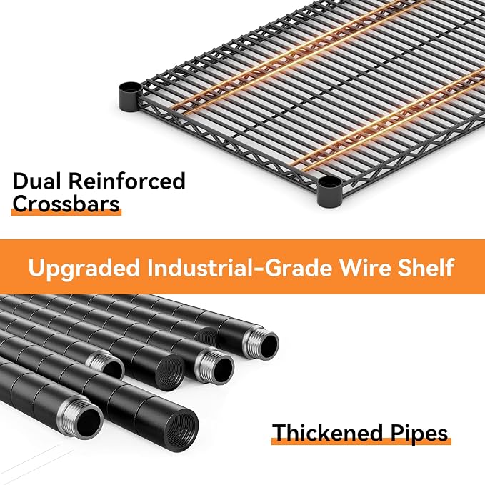 ROOMTEC 4-Tier Heavy Duty Garage Shelves, 60"L*24"W*72"H, Max Loads 3200LBS | Adjustable Storage Shelves, Wire Shelving, Industrial Metal Shelf Rack for Kitchen, Laundry, Pantry, Warehouse, Basement
