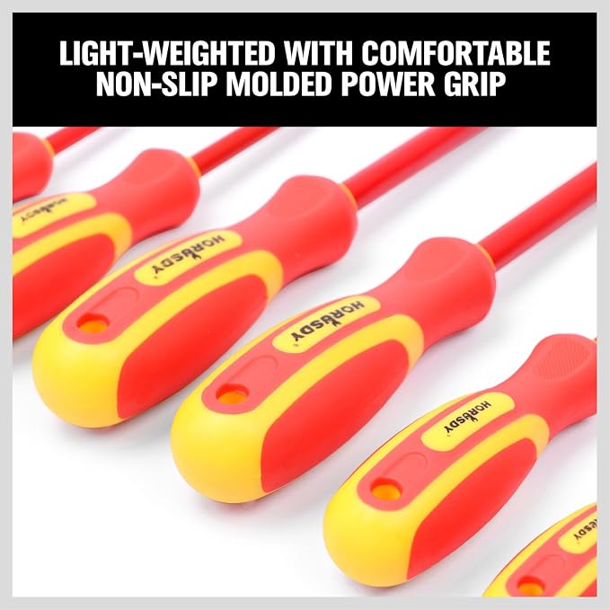 HORUSDY 6-Piece 1000V Insulated Precision Screwdriver Set, Magnetic Tip CR-V Electrician Tools with Cushion Grip TPR Handle for Electrical Applications
