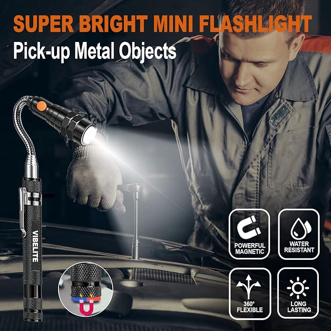 VIBELITE Magnetic Pickup Tool & 6 in 1 Multitool Pen, 2 Pack | Touch Screen Stylus, Rulers, Bubble Level, Flathead & Phillips Screwdriver, Ballpoint Pen